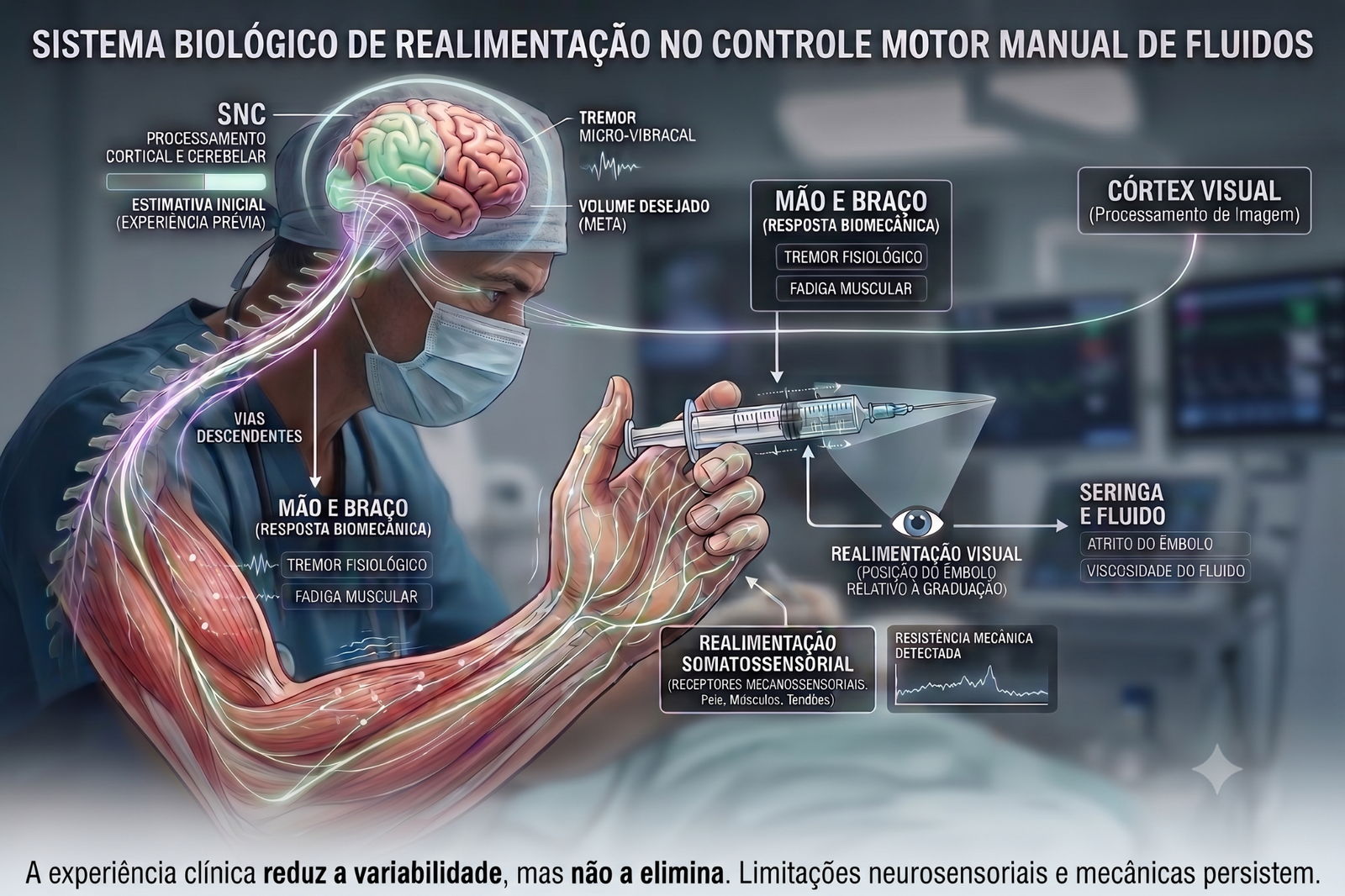 Sistema biológico de realimentação no controle motor manual de fluidos